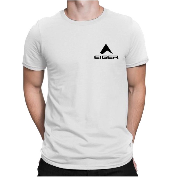 TERLARIS KAOS PRIA LOGO EIGER, T-SHIRT DISTRO PRIA LENGAN PENDEK/ OBLONG PRIA - Putih, M
