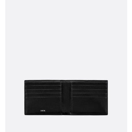 Christian Di or Galaxy Oblique Leather Bifold Wallet Black