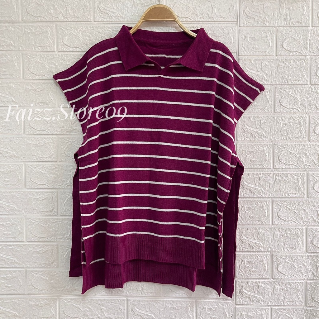 VEST KERAH TALI SAMPING MOTIF GARIS LIODRA
