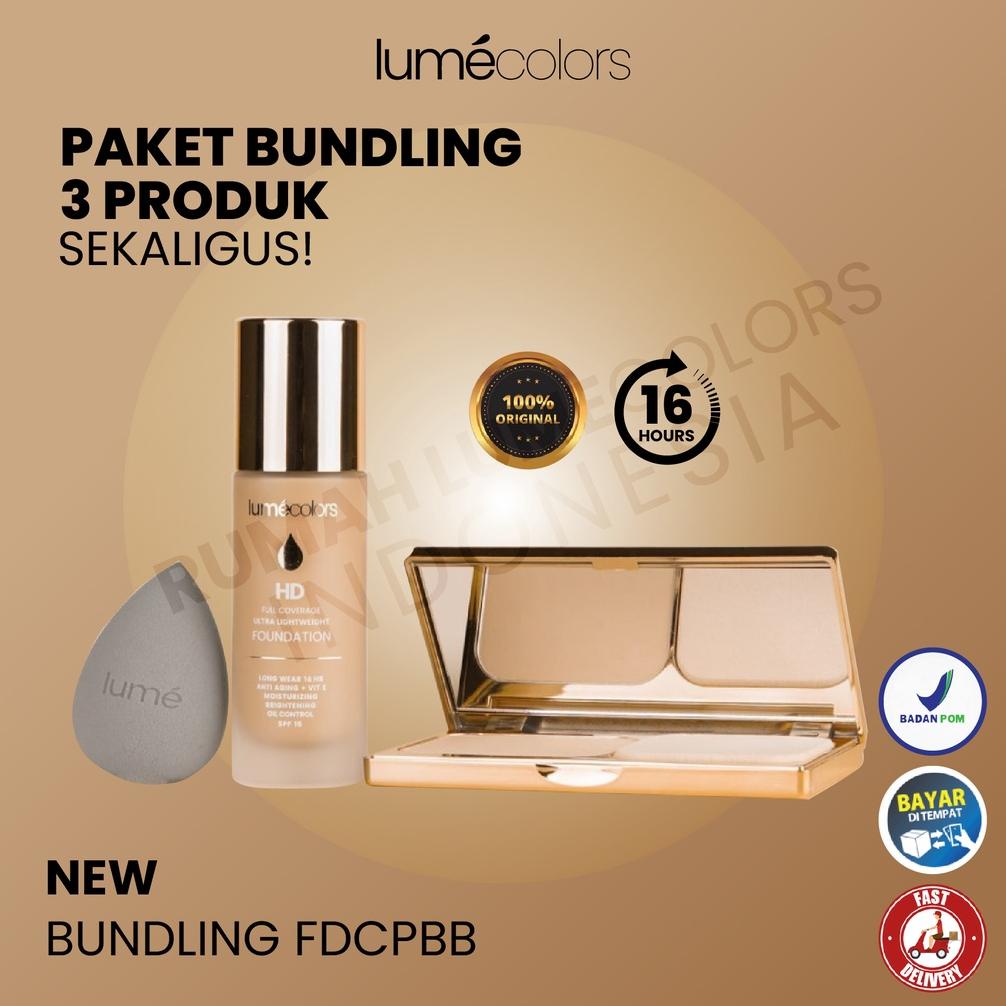 Lumecolors One Set Beauty Blender Foundation Full Coverage Compact Powder Kosmetik Wajah Wanita By H