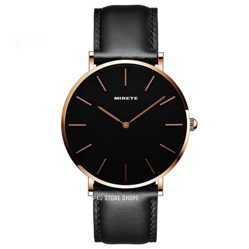 Jam Tangan Pria Tali Kulit Mirete Original Tahan AIR_JAM TANGAN Kasual Pria Import Analog Bestseller Water Resistant Ready Stok