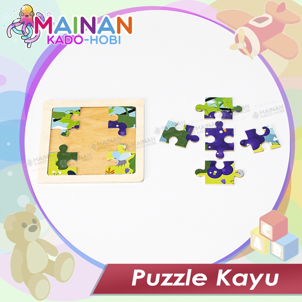 MAINAN ULANG TAHUN ANAK EDUKASI MINI PUZZLE KAYU KNOB