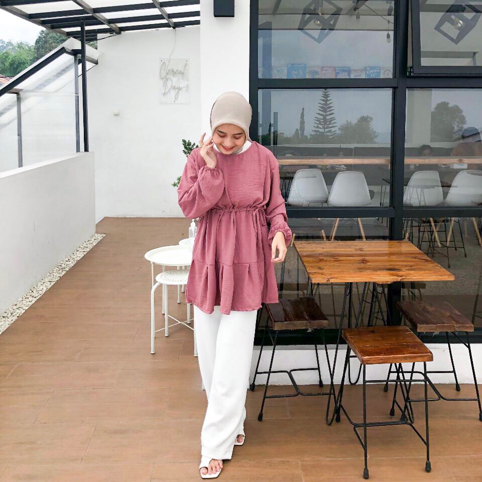 ELLA - Tunik Atasan Bukaan Kanan Kiri Belahan Couple Mom Baby Baju Menyusui Busui Bumil Nursingwear