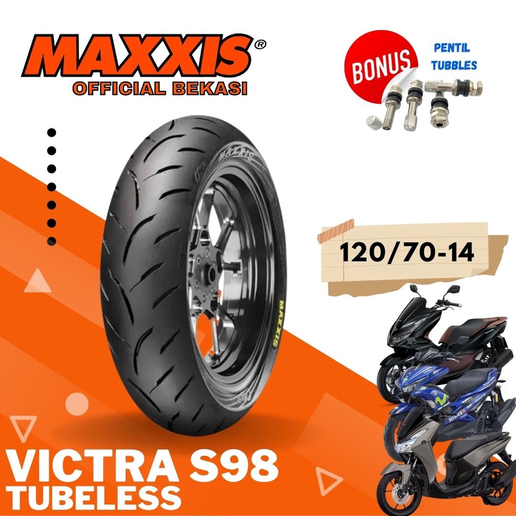 Yukk BAN MAXXIS VICTRA TUBELESS / (90/90 - 100/80 - 110/80 - 120/70 - 140/70 ) RING 14 BAN MOTOR