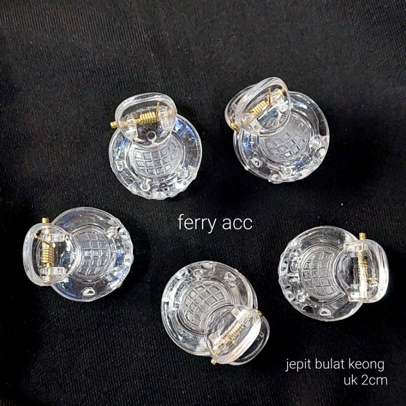 12pcs jepit rambut jedai transparan bulat kecil