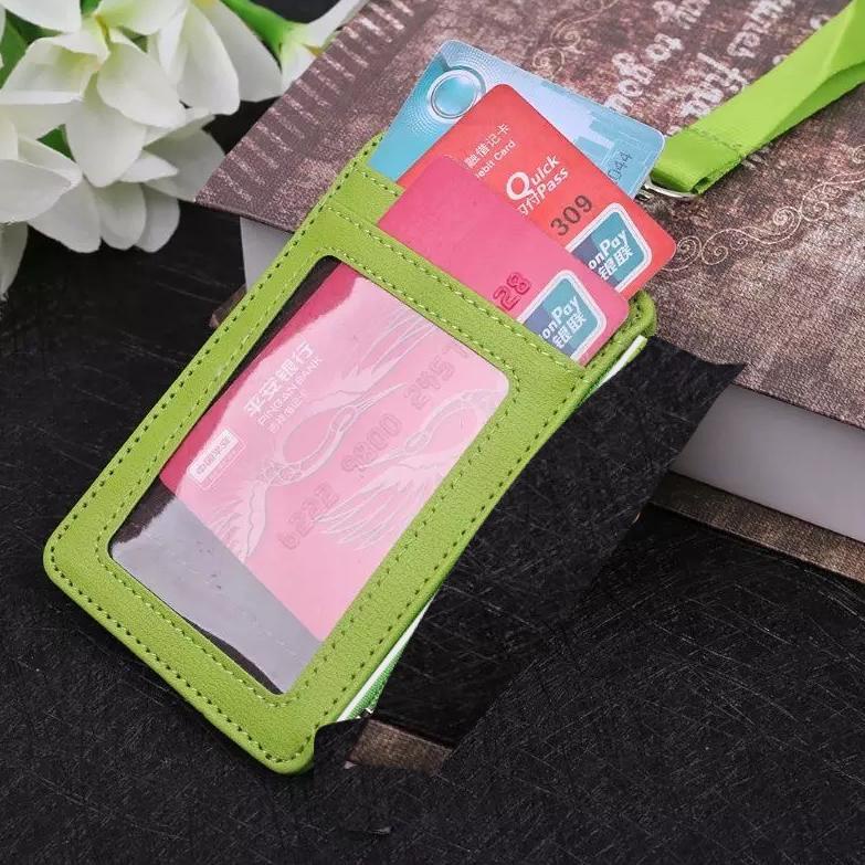 

TZA8I Name Tag Kulit Holder Kalung Gantung Dada Id Card 4 Kartu Karyawan 33
