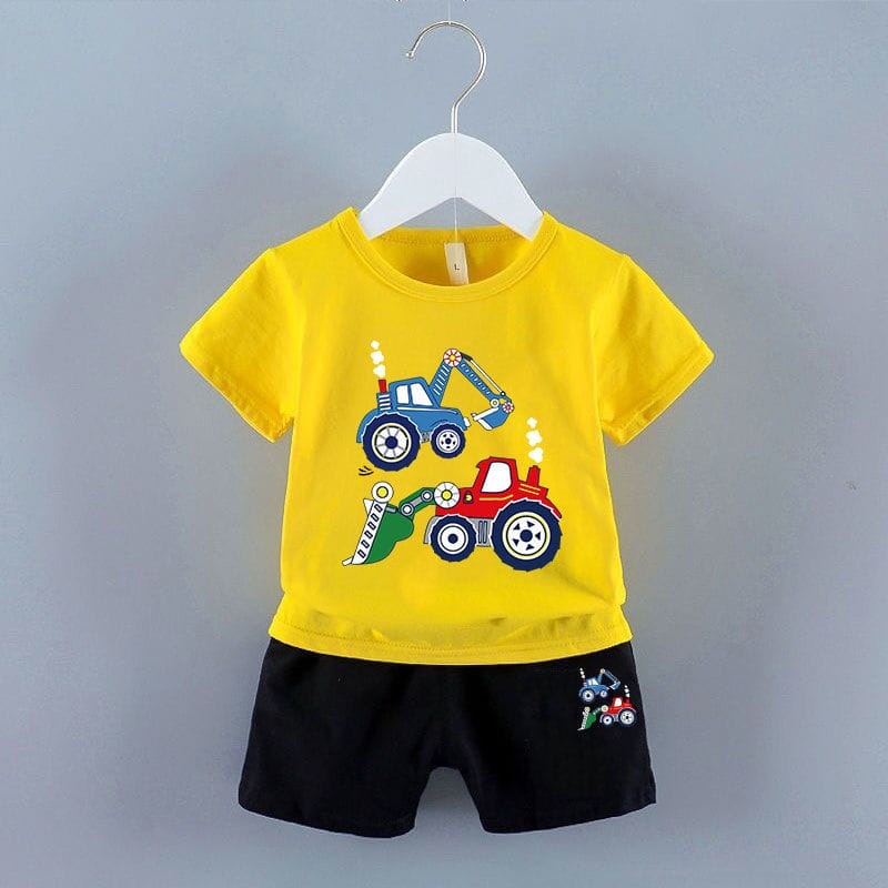 VS - SETELAN BAJU ANAK BULLDOZER LAKI-LAKI USIA 0-4 TAHUN / COD / SETELAN ANAK COWOK