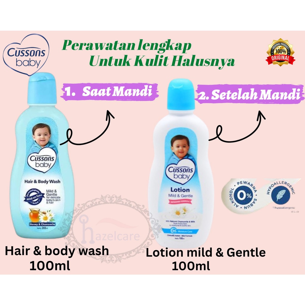 Cussons Baby Hair &amp; Body Wash / Baby Lotion Mild &amp; Gentle 100 ML 100 ML - Sabun Mandi Bayi / Lotion Bayi100ml