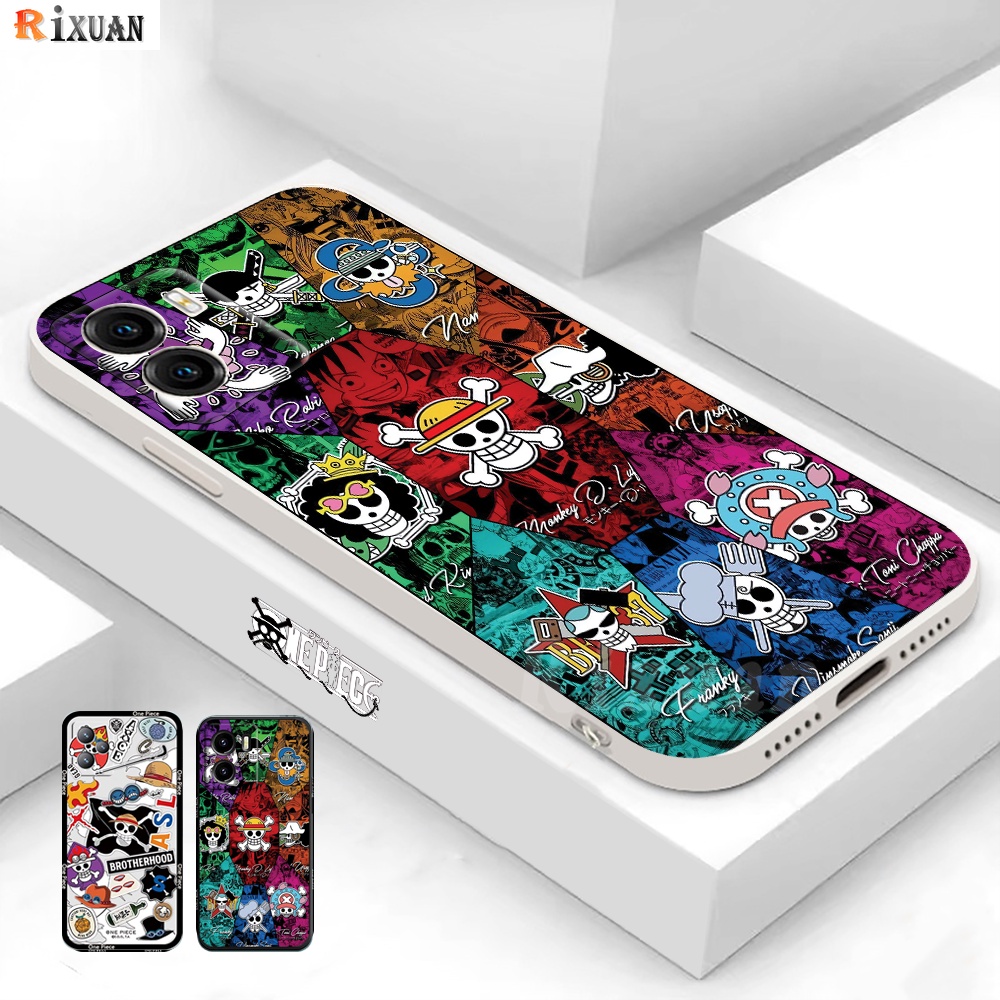 Fashion Case Untuk Iphone11 iPhone 14 Pro Max12 13 iPhone6 6S 7 8 Plus Xs Max XR SE 2020 Keren Anime Laut Raja Bajak Laut Tepi Persegi Lembut Silikon Ponsel Cover RIXUAN