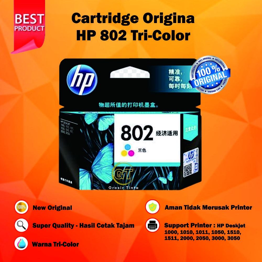 Tinta HP 802 Color Cartridge HP 802 Color Printer HP Deskjet 1000 1010 1050