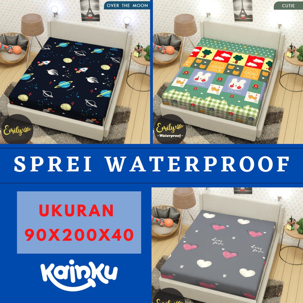 Sprei Tinggi 40 Waterproof Ukuran 90x200 MOTIF anti air anti ompol #WP90T40