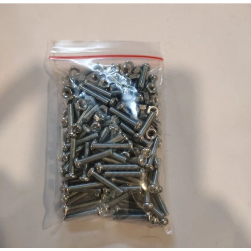 Baut 3X15Mm + Mur Sanken (100 Pcs) / Baut 3X10Mm Jengkol (100 Pcs)