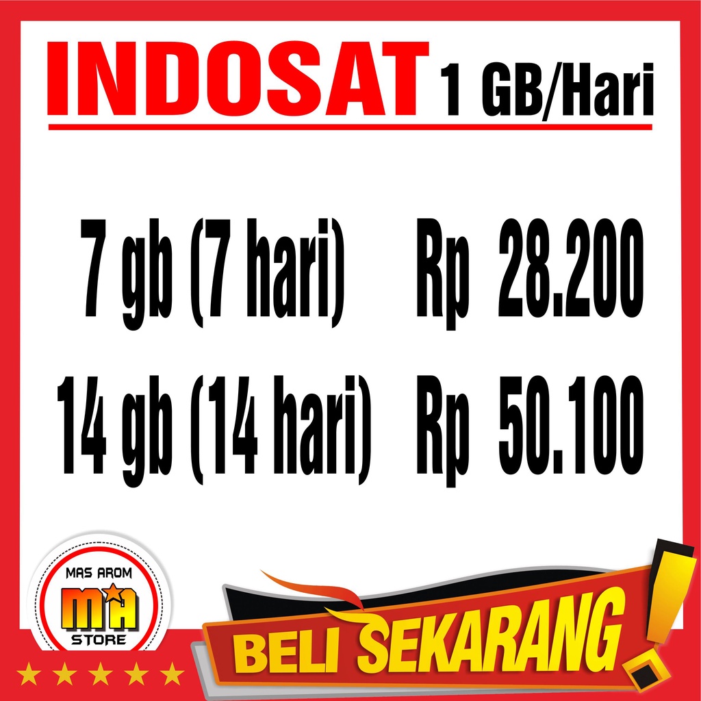 Indosat M3 Paket Data Kuota Internet Inject Unlimited Freedom Harian 1 GB Perhari