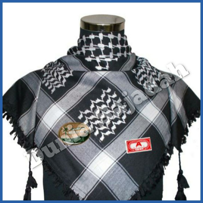 Sorban India Arafat Hitam Putih / Sorban Putih Kotak - Hitam-Putih (N9M4) Kekinian Import Polos Pers