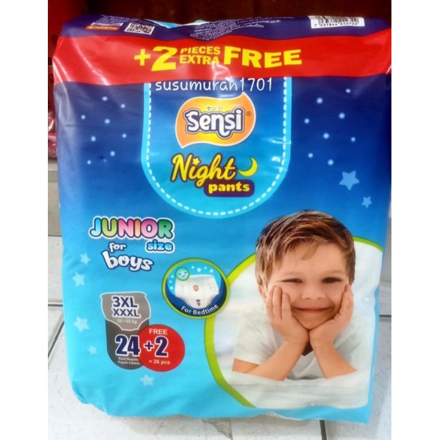 SENSI JUNIOR Night Pants Boy / Girl 3XL isi 24+2