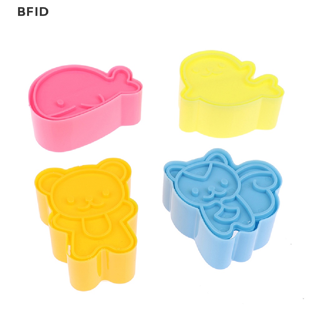 [BFID] 4pcs/set Lucu Samll Dolphin Samll Seal Squirrel Bear Sandwich Cookie Mold Pemotong Pemotong Cookie Kue Decorag Cetakan Alat Mini Sandwich Die Rice Ball Mold Alat Dapur [ID]