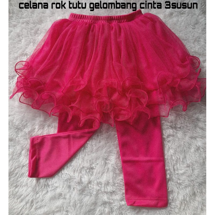 Leging rok tutu 3lapis gelombang cinta (HIGHQUALITY)--celana panjang rok tutu anak--celana rok tutu anak premium-- bawahan anak prempuan usia 1- 8tahun