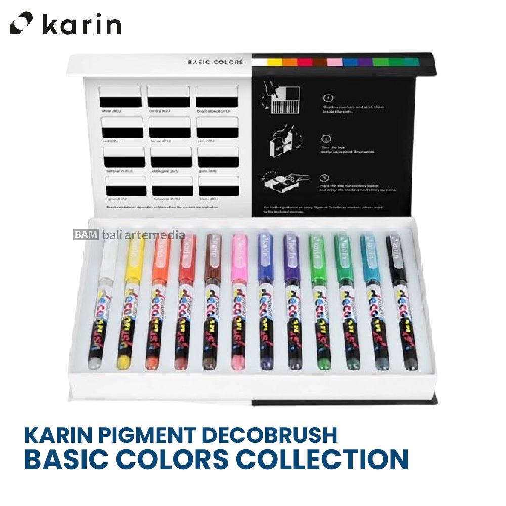 Spidol Mewarnai Alat Menggambar Karin Pigment Decobrush Basic Colors Collection Terlaris Termurah By Bali Artemedia