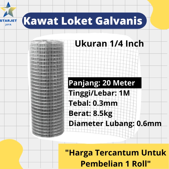 Jaring Pagar Kawat Ram Loket Dinding Kandang Kurungan Ayam Burung Kelinci Galvanis Putih Tebal Anti 