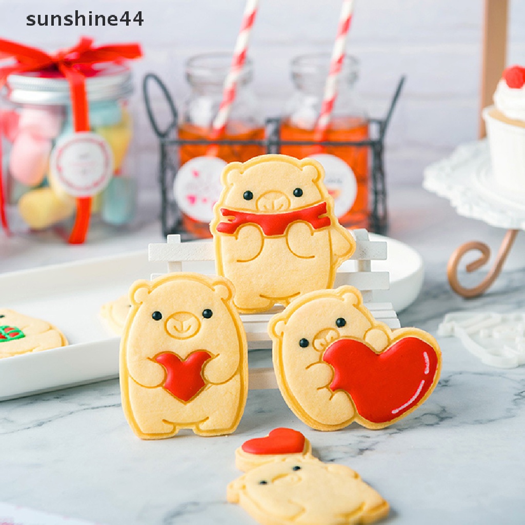 Sunshine 1PC Pemotong Kue Kering Bentuk Beruang Cetakan Biskuit Valene's Day Baking Tool.