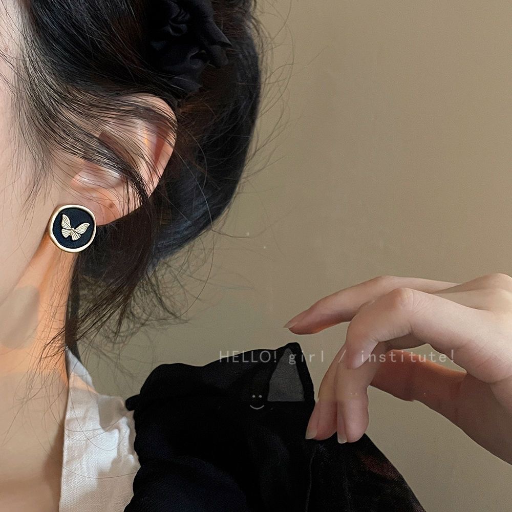 Anting Kupu-Kupu Vintage Anting Bulat Elegan Tidak Teratur Untuk Aksesoris Wanita