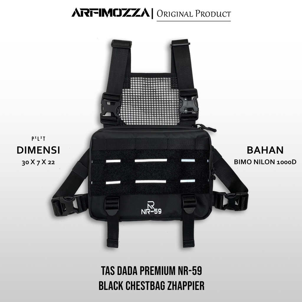 TAS SELEMPANG MULTIFUNGSI / TAS DADA PRIA TACTICAL / TAS DADA MULTIFUNGSI ANTI AIR BLACK ZHAPIER NR-59 WATERPROOF