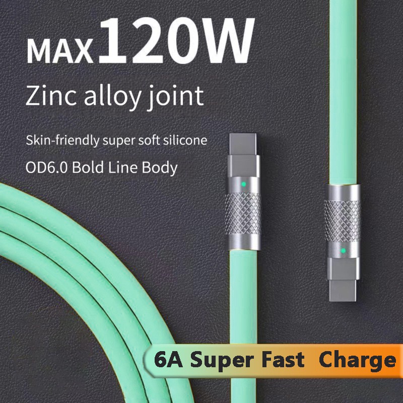 120w 6A Kabel Silikon Cair USB Tipe C Untuk Huawei Mate 40pro P40 Super Charge Tipe C Kabel USB C Kabel Data Untuk Samsung S20