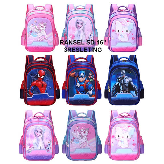 BACKPACK TAS ANAK SEKOLAH BARU PEREMPUAN SD 16inch GAMBAR BESTI TIMBUL EMBOS Resleting IMPORT ( RANSEL SD UKURAN BESAR )