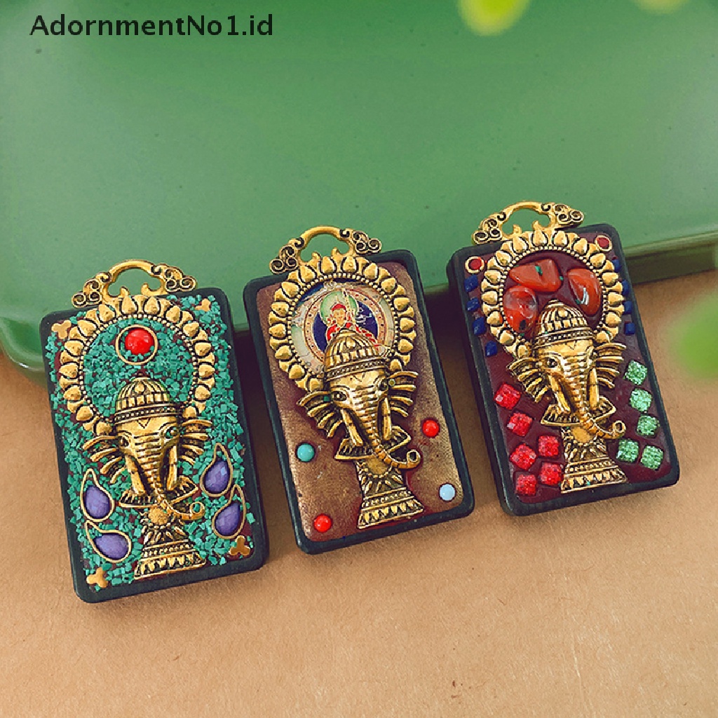 [AdornmentNo1] Patung Buddha Nepal Thangka Vintage God Ebony Elephant Pendant Necklace Eksotis Untuk Rantai Liontin [ID]