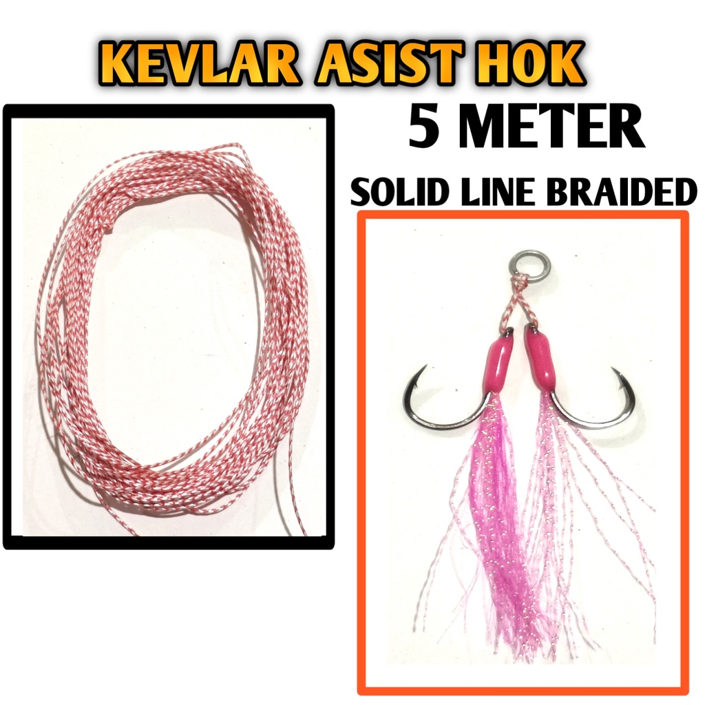 assist line kevlar solid asist hok metal jig benang tali asist hok benang jig untuk kail jig 95lbs 100lbs 120lbs