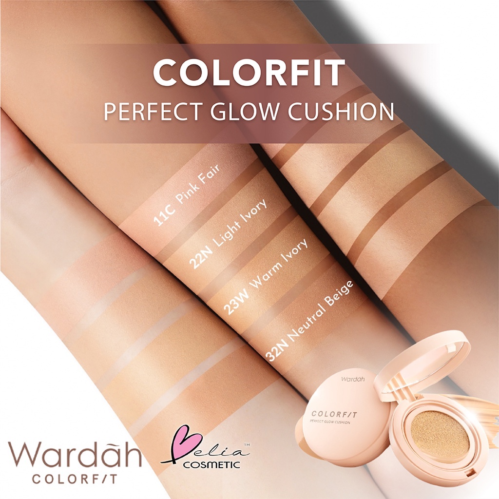 ❤ BELIA ❤ WARDAH Colorfit Series Set Makeup Matte Foundation, Perfect Glow Cushion Full Refil, Highlight Contour Palette &amp; Quad Eye Eyeshadow