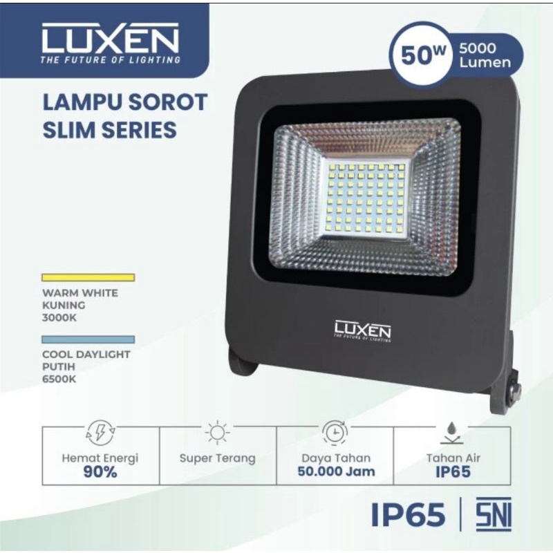 Lampu Tembak/Sorot LED Floodlight/Taman 50W SMD IP65 LUXEN Bergaransi