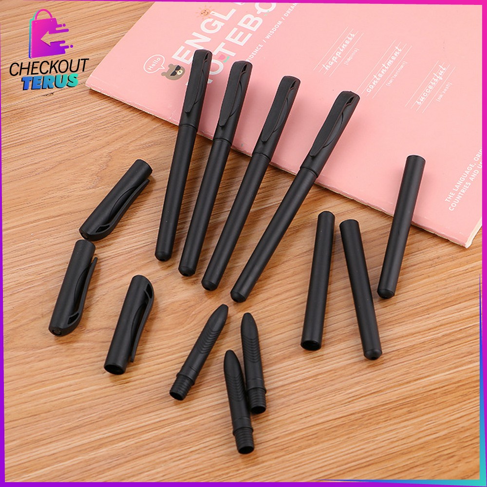 CT A45 Pulpen Hitam 0.7mm Motif Polos Tinta Hitam Alat Tulis Kantor Perlengkapan Sekolah Pens Black Simple Import