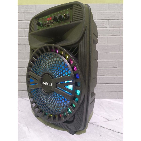 Speaker Fleco F-8511 LED Meeting Bluetooth Plus Mic Wireless Karaoke | Speaker Portable Fleco F-8511 LED 8.5 Inch Bluetooth Karaoke Extra Bass | Speaker Aktif Bluetooth Fleco F 8511 LED with FM Radio TF AUX Wireless Speaker | FMS