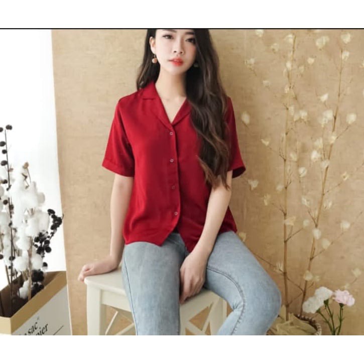 Key - 0397 MERRY Top Moscrepe Halus / Atasan Kemeja Blouse Wanita / Kemeja Blouse Wanita Kantor Formal Casual