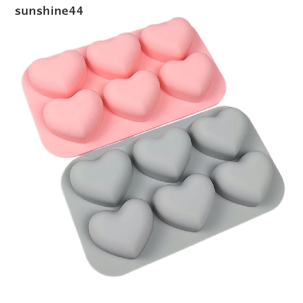 Sunshine 1Pc 6-rongga Cetakan Kue Silikon 3D Love Peach Shape Mold DIY Baking Tool.