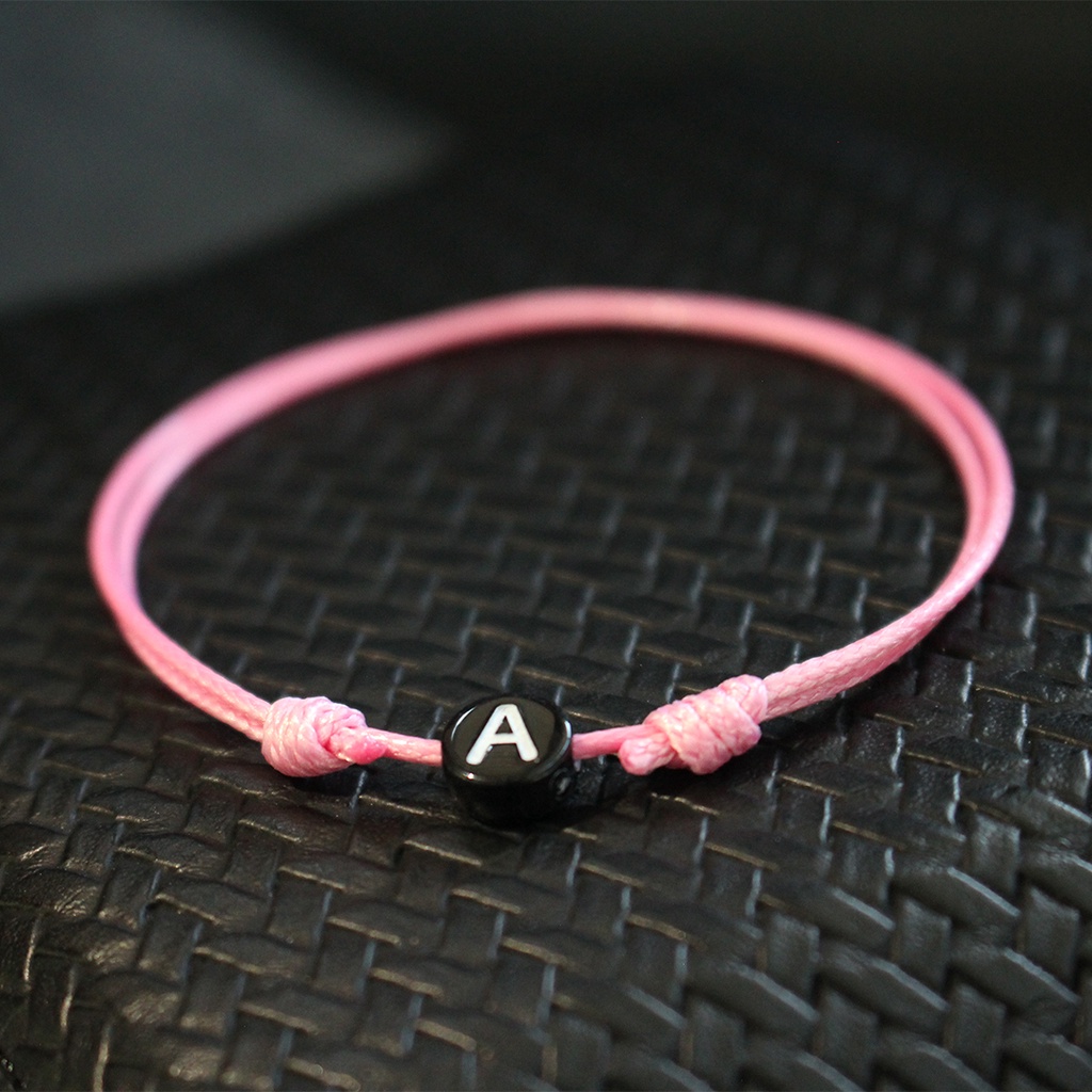 [PINK] 1mm Gelang Tali Inisial Pink Merah Muda / Gelang Couple Inisial / Gelang Pink Merah Muda Polos