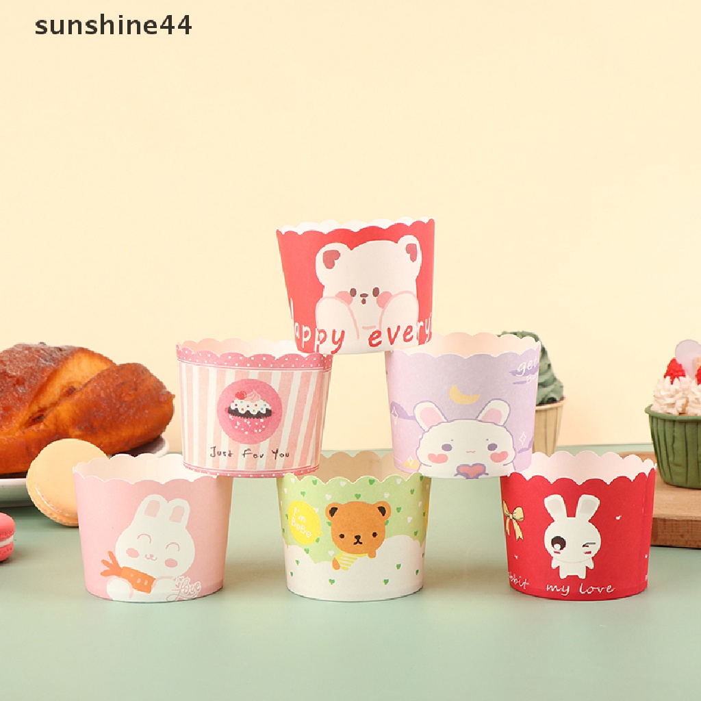 Sunshine 50Pcs Wave Print Cupcake Paper Cups Striped Cake Cups Perlengkapan Cetakan Kue.