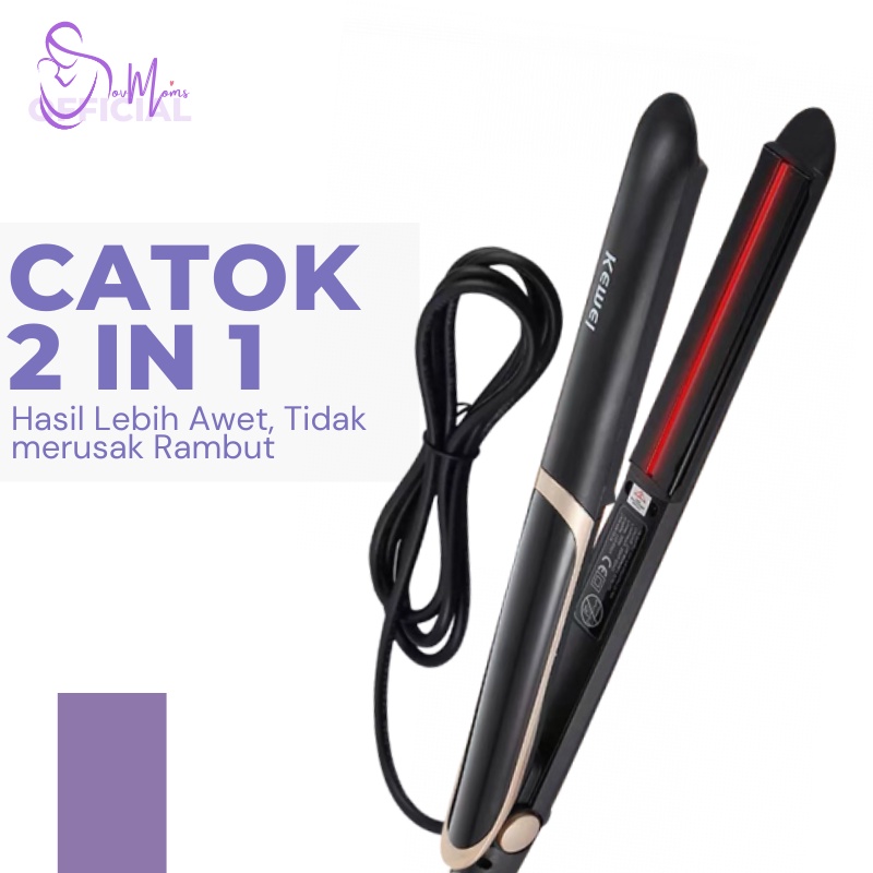 Hair Styler Alat Catok Catokan Rambut 2 In 1 Infrared Salon Carokan Cantokan Cetokan Catoka Pelurus Penglurus Pengeriting Pengriting Pengkriting Curler Curly Kerli Rambur Lurus Straight Straightener Straigh Otomatis Permanen Elektrik Ori Original Bagus