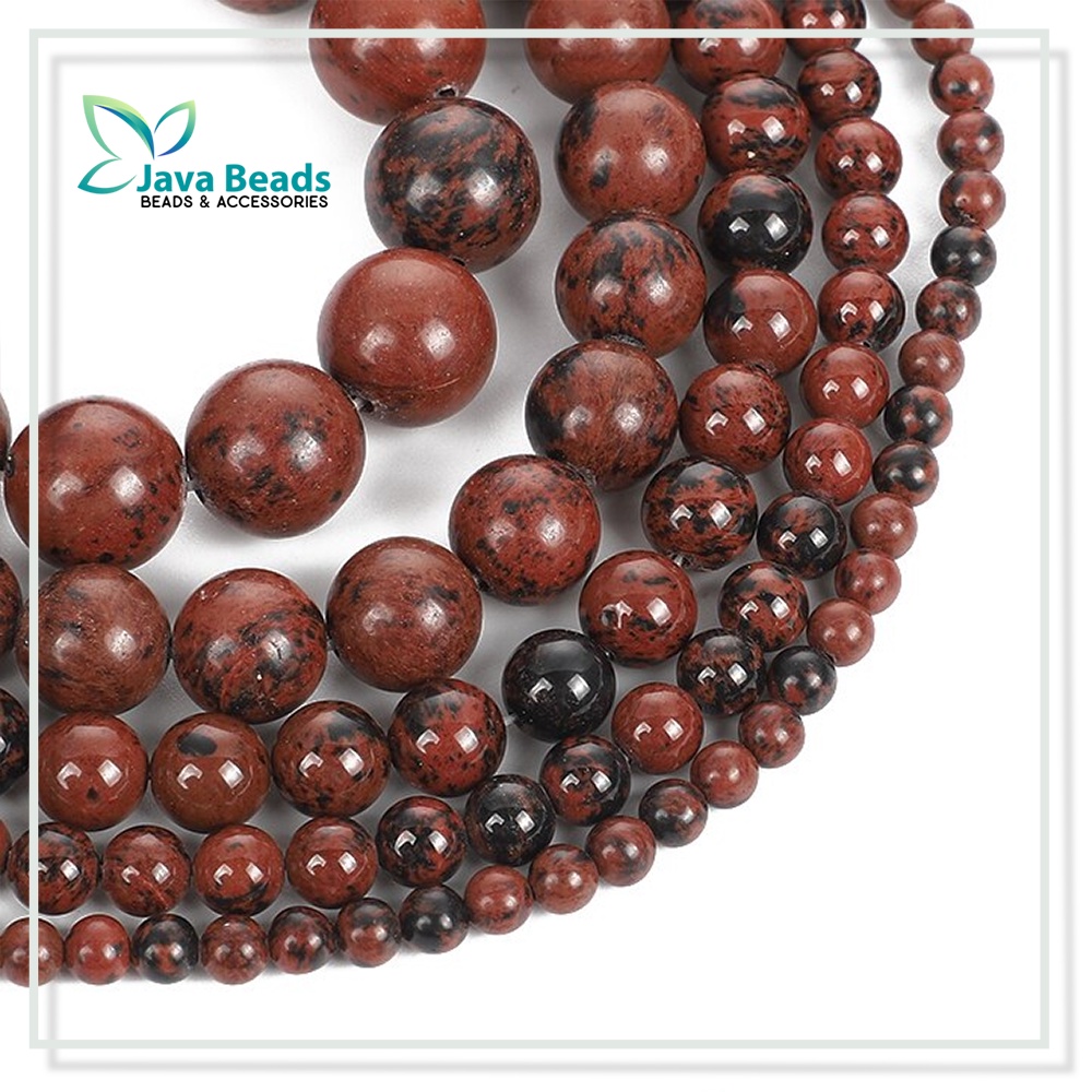 Manik Batu Alam Bulat Red Jasper Mahagony Alami Untuk Membuat Aksesoris Gelang