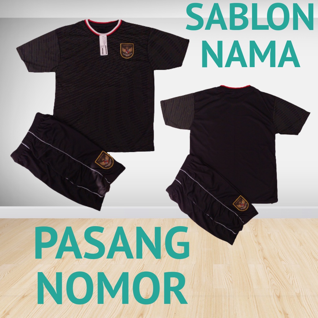 setelan baju bola anak timnas hitam usia 1-12thn