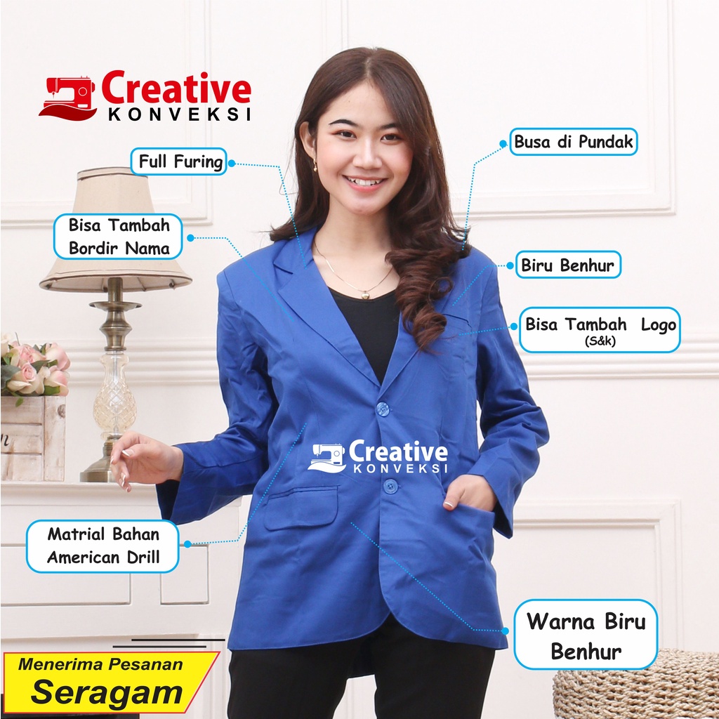 (BISA COD) Blazer warna biru benhur, jas almamater biru benhur bisa tambah bordir / jas osis Jas Pria Biru Jas Formal pria Jas Wisuda