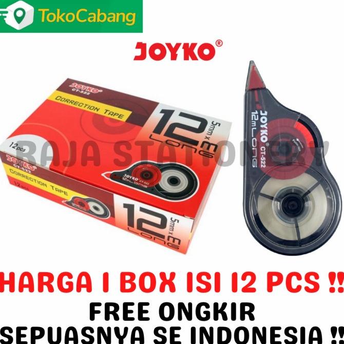 

JOYKO CORRECTION TAPE 12m TIPEX KERTAS JOYKO TIPX CT-522 1 BOX 12 PCS PROMO