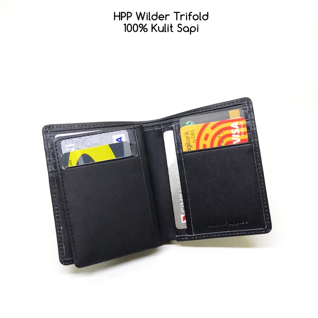 dompet pria hushpuppies wilder 2 trifold jetblack premium quality bahan asli kulit sapi dompet cowok