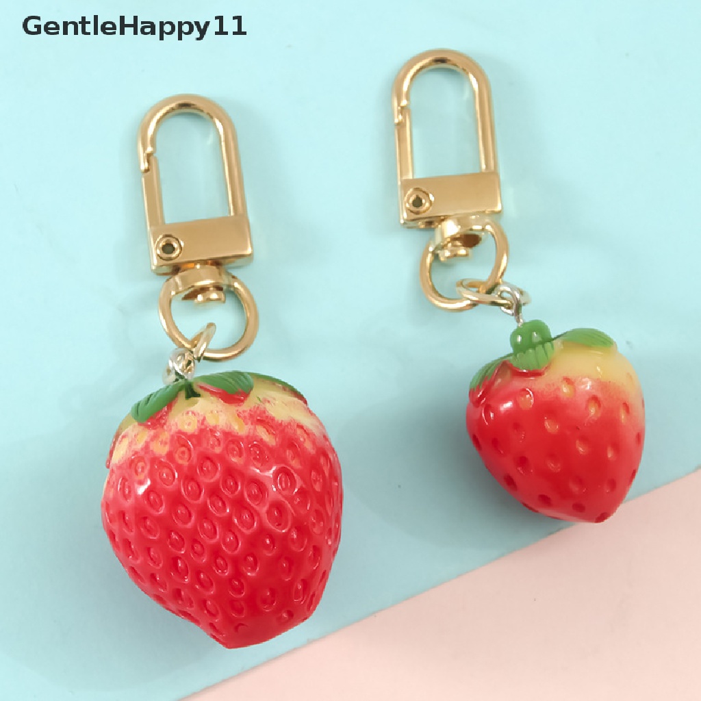 Gentlehappy 1Pc Strawberry Keychain Simulasi Buah Gantungan Kunci Mobil Gantungan Kunci Cincin Siswa Tas Ransel Liontin Hadiah Anak Aksesoris Gantung id