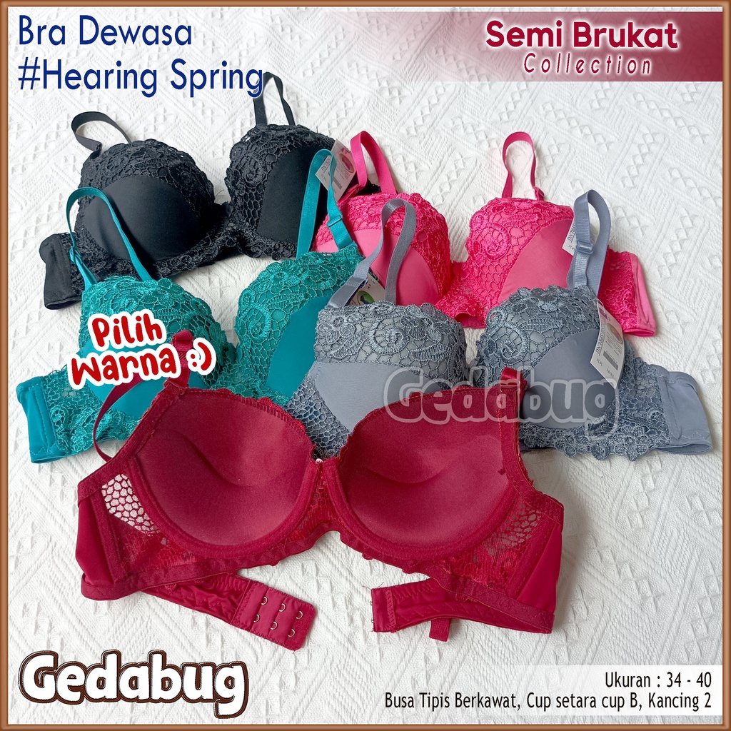 Bra Hearing Spring | Bh dewasa Semi Renda busa berkawat Cup setara Cup B Kait 2 | Gedabug