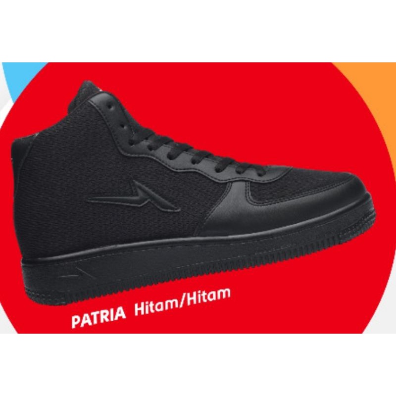 ANDO PATRIA SEPATU SNEAKERS BOOT PRIA DEWASA  / SEPATU SNEAKERS HITAM POLOS