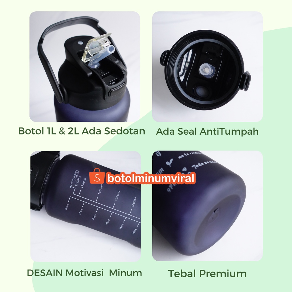 Botol Minum Viral Rainbow Free Sticker Set Isi 3pcs Ada Sedotan Strap Lucu