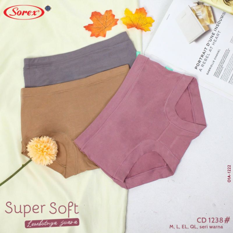 [GROSIR 6PCS]Celana Dalam Wanita Sorex Super Soft 1238/Bahan Lembut/Nyaman di pakai/ORIGINAL/Size M - QL