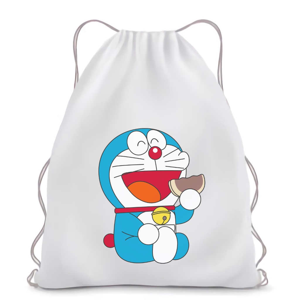 BISA CUSTOM SATUAN Stringbag Ransel serut Printing Doraemon anime manga Jepang Drawstring tas kekinian viral || Kiiyoomii ||
